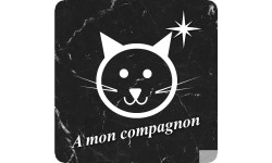 chat marbre noir (5x5cm) - Autocollant(sticker)