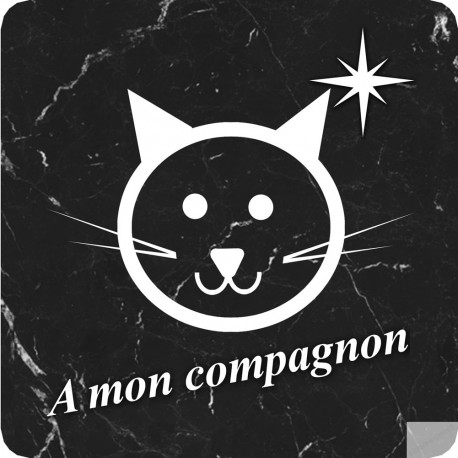 chat marbre noir (5x5cm) - Autocollant(sticker)