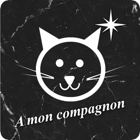 chat marbre noir (20x20cm) - Autocollant(sticker)