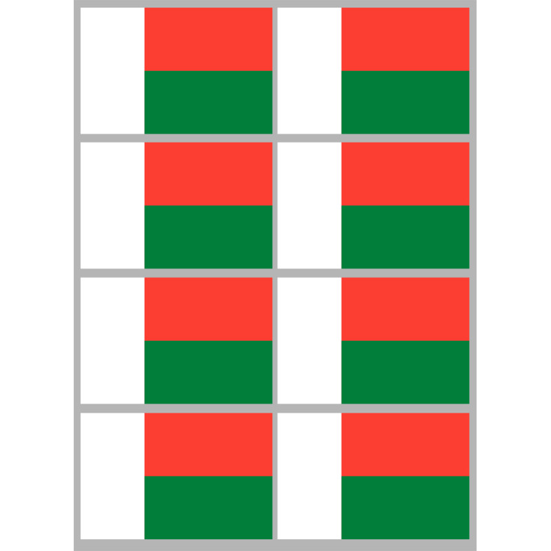 Drapeau Madagascar (8 fois 9.5x6.3cm) - Sticker/autocollant