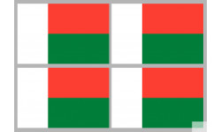 Drapeau Madagascar (4 fois 9.5x6.3cm) - Autocollant(sticker)