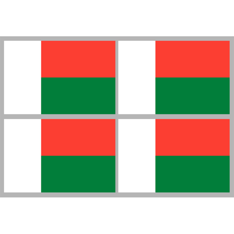 Drapeau Madagascar (4 fois 9.5x6.3cm) - Sticker/autocollant