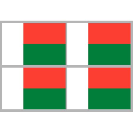 Drapeau Madagascar (4 fois 9.5x6.3cm) - Sticker/autocollant