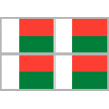 Drapeau Madagascar (4 fois 9.5x6.3cm) - Sticker/autocollant