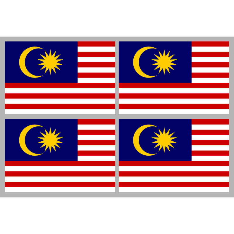 Drapeau Malaisie (4 fois 9.5x6.3cm) - Sticker/autocollant