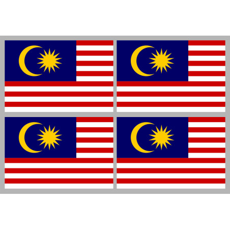Drapeau Malaisie (4 fois 9.5x6.3cm) - Sticker/autocollant