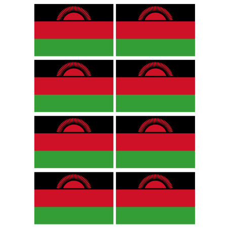 Drapeau Malawi (8 fois 9.5x6.3cm) - Sticker/autocollant