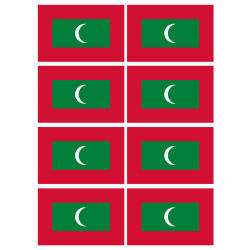 Drapeau Maldives (8 fois 9.5x6.3cm) - Sticker/autocollant