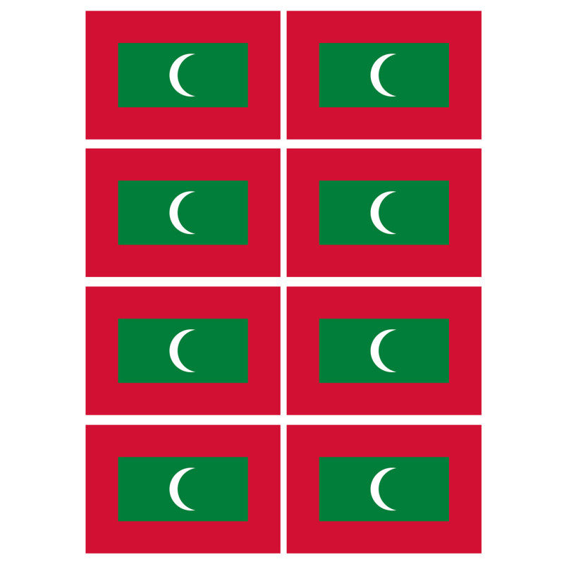 Drapeau Maldives (8 fois 9.5x6.3cm) - Sticker/autocollant