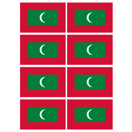Drapeau Maldives (8 fois 9.5x6.3cm) - Sticker/autocollant