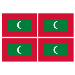Drapeau Maldives (4 fois 9.5x6.3cm) - Sticker/autocollant