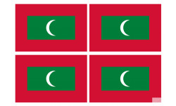 Drapeau Maldives (4 fois 9.5x6.3cm) - Autocollant(sticker)