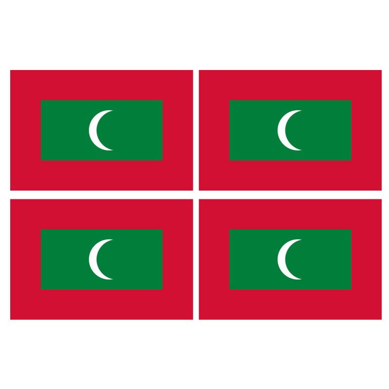 Drapeau Maldives (4 fois 9.5x6.3cm) - Sticker/autocollant