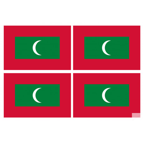 Drapeau Maldives (4 fois 9.5x6.3cm) - Autocollant(sticker)