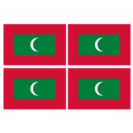 Drapeau Maldives (4 fois 9.5x6.3cm) - Sticker/autocollant