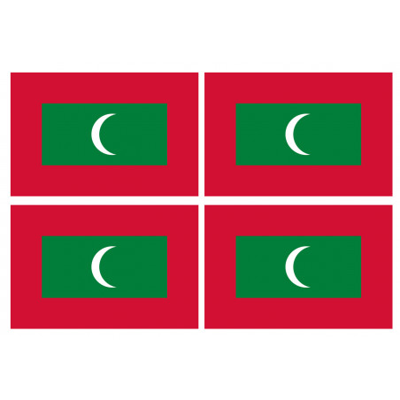 Drapeau Maldives (4 fois 9.5x6.3cm) - Autocollant(sticker)