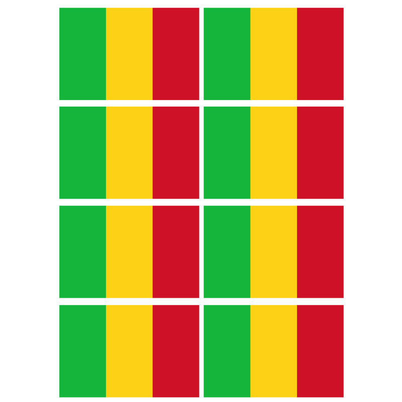 Drapeau Mali (8 fois 9.5x6.3cm) - Sticker/autocollant