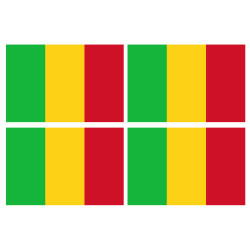 Drapeau Mali (4 fois 9.5x6.3cm) - Sticker/autocollant