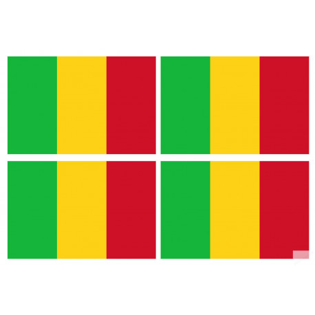 Drapeau Mali (4 fois 9.5x6.3cm) - Autocollant(sticker)