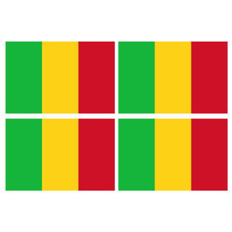 Drapeau Mali (4 fois 9.5x6.3cm) - Sticker/autocollant