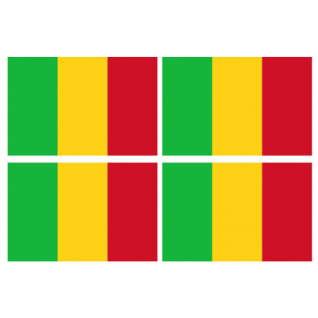 Drapeau Mali (4 fois 9.5x6.3cm) - Autocollant(sticker)