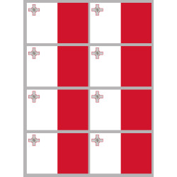 Drapeau Malte (8 fois 9.5x6.3cm) - Sticker/autocollant