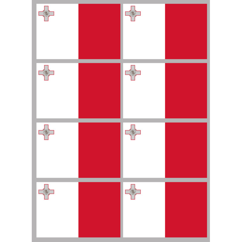 Drapeau Malte (8 fois 9.5x6.3cm) - Sticker/autocollant