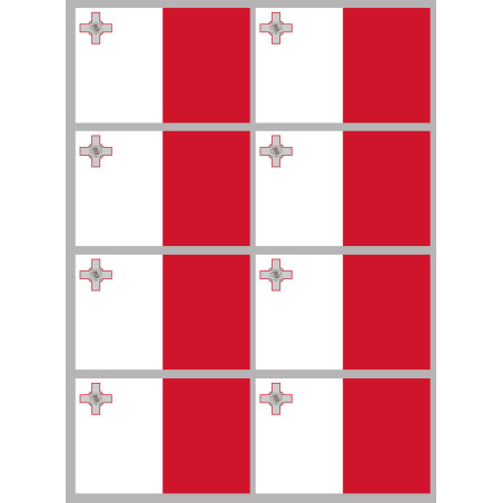 Drapeau Malte (8 fois 9.5x6.3cm) - Sticker/autocollant