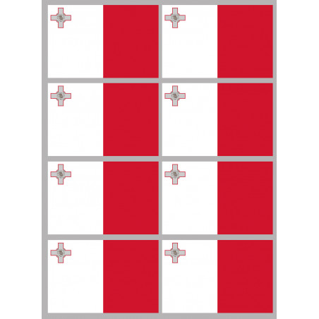 Drapeau Malte (8 fois 9.5x6.3cm) - Autocollant(sticker)