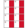 Drapeau Malte (8 fois 9.5x6.3cm) - Autocollant(sticker)