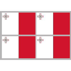 Drapeau Malte (4 fois 9.5x6.3cm) - Sticker/autocollant