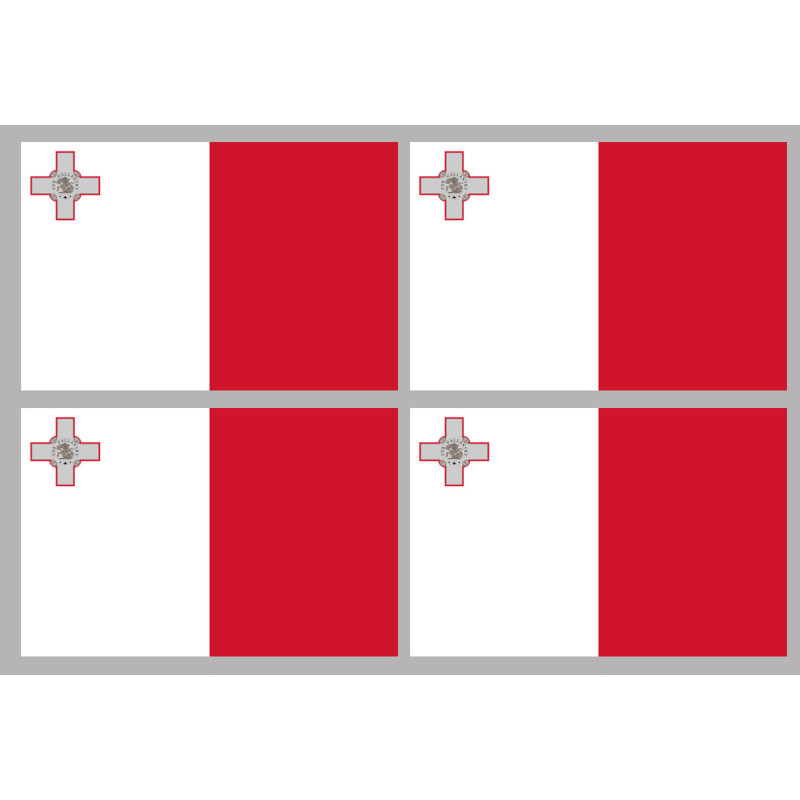 Drapeau Malte (4 fois 9.5x6.3cm) - Sticker/autocollant