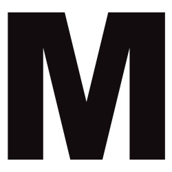 Lettre M noir sur fond blanc (5x5.8cm) - Sticker/autocollant