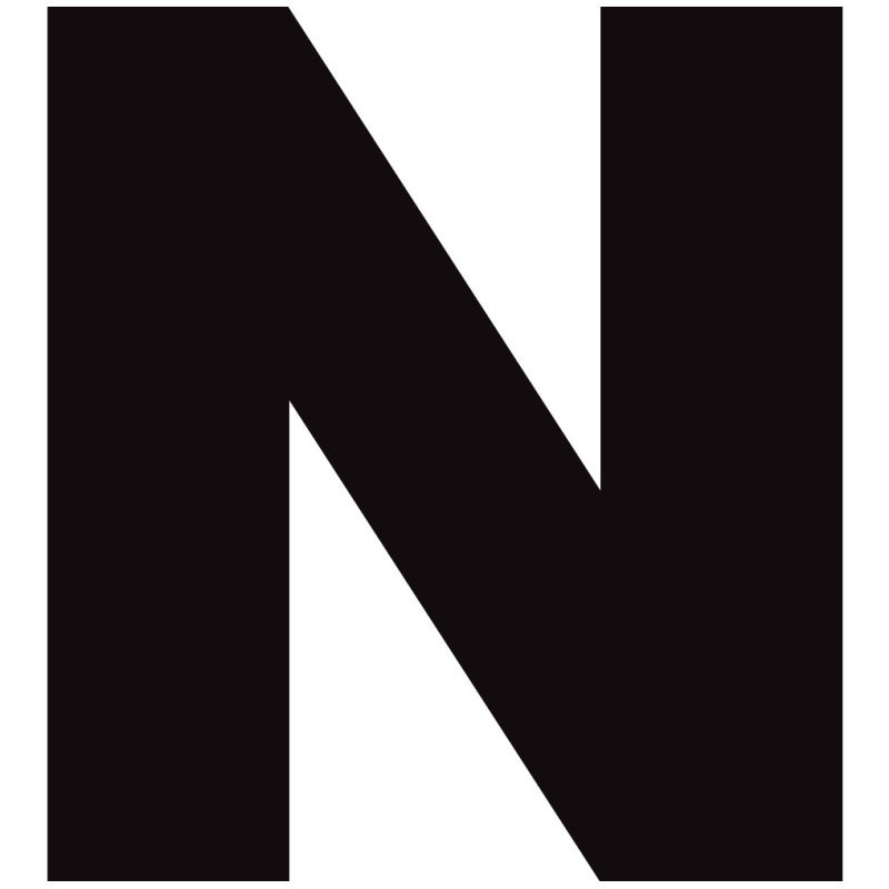 Lettre N noir sur fond blanc (10x10.1cm) - Sticker/autocollant