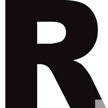 Lettre R noir sur fond blanc (5x4.9cm) - Autocollant(sticker) Lettre R noir sur fond blanc (5x4.9cm) - Autocollant(sticker)