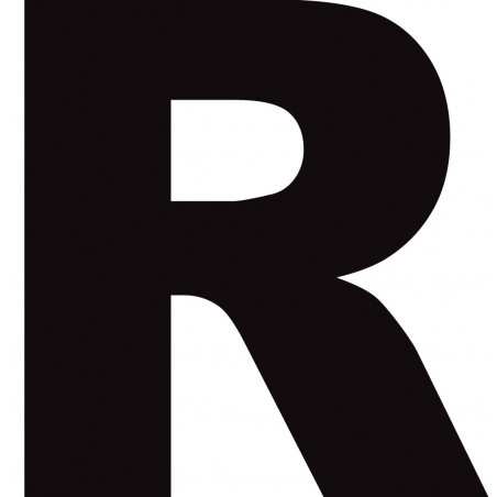 Lettre R noir sur fond blanc (5x4.9cm) - Autocollant(sticker)