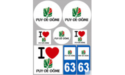 Département 63 le Puy-de-Dôme (8 autocollants variés) - Autocollant(sticker)