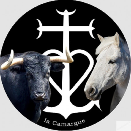 Cheval et Taureau Camarguais - 10cm - Autocollant(sticker)