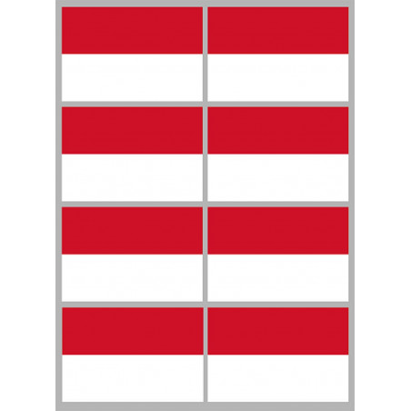 Drapeau Monaco - 8 stickers - 9.5 x 6.3 cm - Autocollant(sticker)