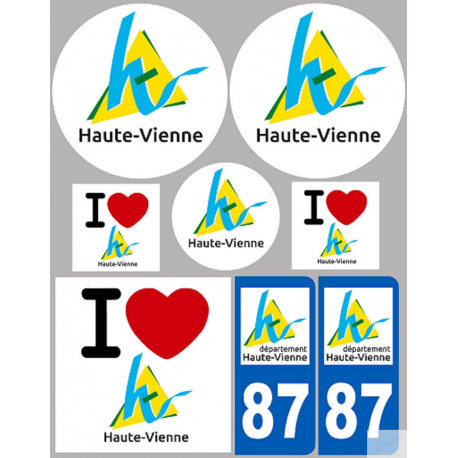 Département 87 la Haute-Vienne (8 autocollants variés) - Autocollant(sticker)