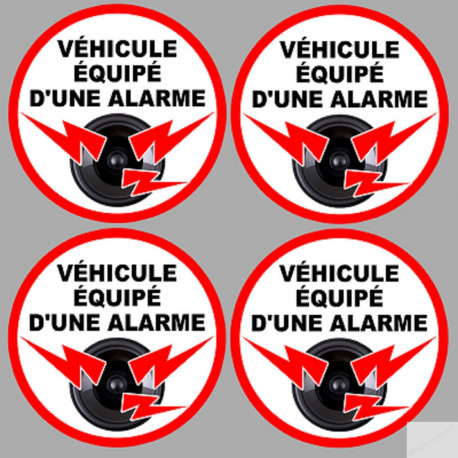 véhicule sous alarme 4 stickers de 5cm - Autocollant(sticker)