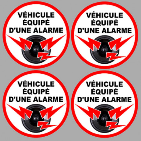 véhicule sous alarme 4 stickers de 5cm - Autocollant(sticker)