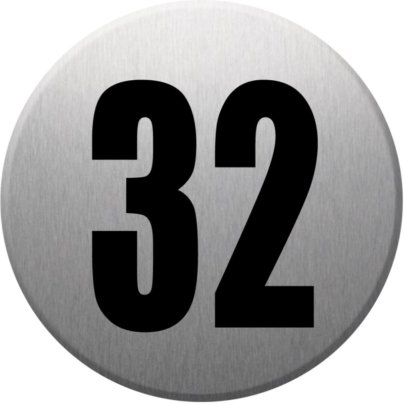 adresse postale numéro 32 (gris brossé 10x10cm) - Sticker/autocollan