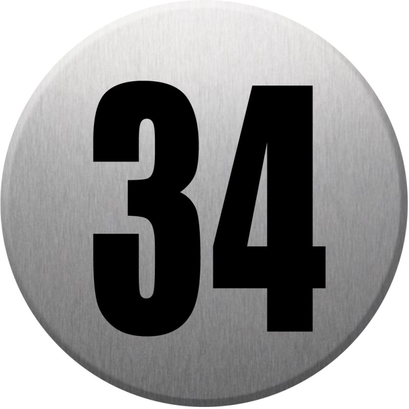 adresse postale numéro 34 (gris brossé 10x10cm) - Sticker/autocollan