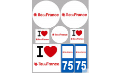 Département 75 l'île de France (8 autocollants variés) - Autocollant(sticker)