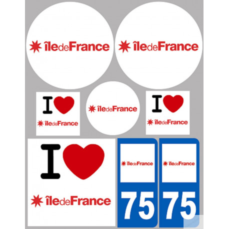 Département 75 l'île de France (8 autocollants variés) - Autocollant(sticker)