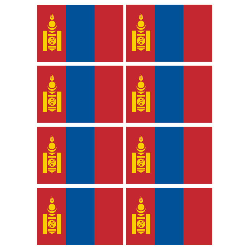 Drapeau Mongolie (8 fois 9.5x6.3cm) - Sticker/autocollant