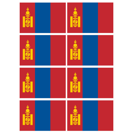 Drapeau Mongolie (8 fois 9.5x6.3cm) - Sticker/autocollant