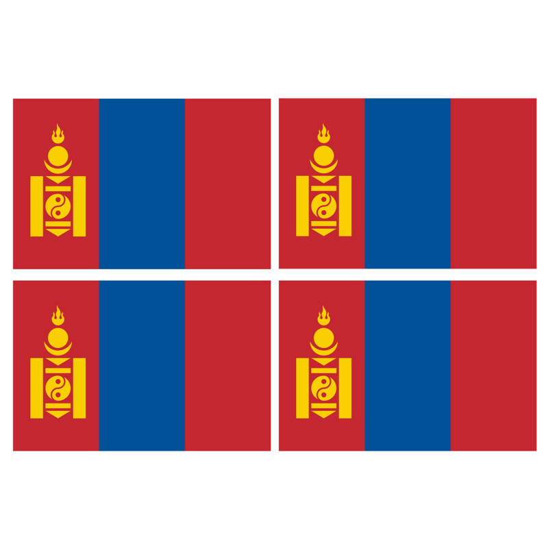 Drapeau Mongolie (4 fois 9.5x6.3cm) - Sticker/autocollant
