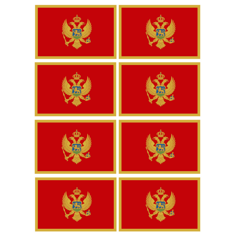 Drapeau Monténégro (8 fois 9.5x6.3cm) - Sticker/autocollant